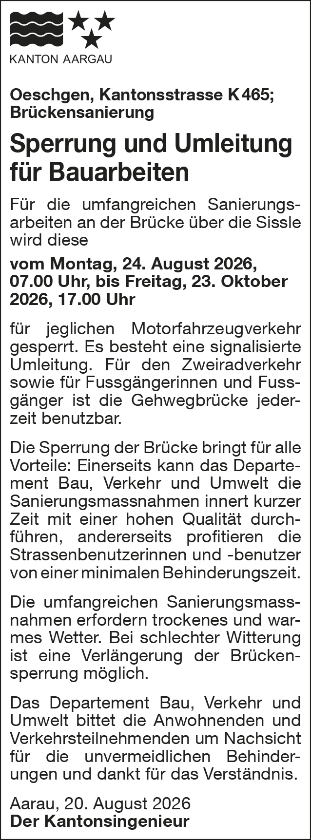 A17069 Kanton Aargau Oeschgen 20.08.2026