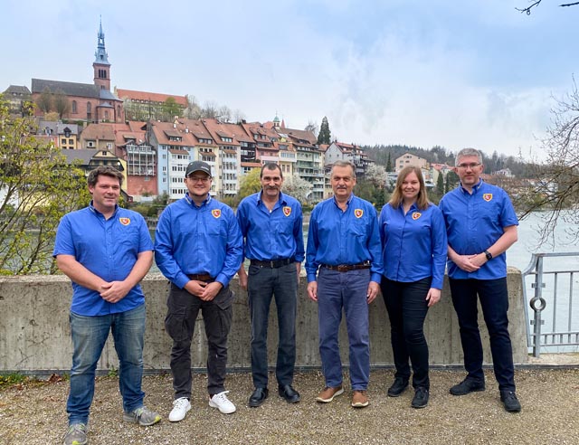 Der Zunftrat (von links): René Frey (Fischerkarten/Bootssteg), Sascha Frei (Zunftschreiber), Heinz Lützelschwab (Vize-Zunftmeister/Gewässer), Fredy Künzli (Zunftmeister), Corinne Camponovo (Säckelmeisterin), Philipp Camponovo (Jungfischer-Obmann/Webseite). Foto: zVg 