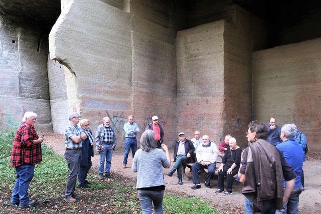 Die Gäste aus Herznach vor den eindrücklichen Sandsteinkavernen. Foto: zVg