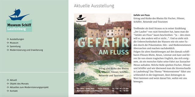 Die neue Homepage des Museums Schiff. Foto: Screenshot