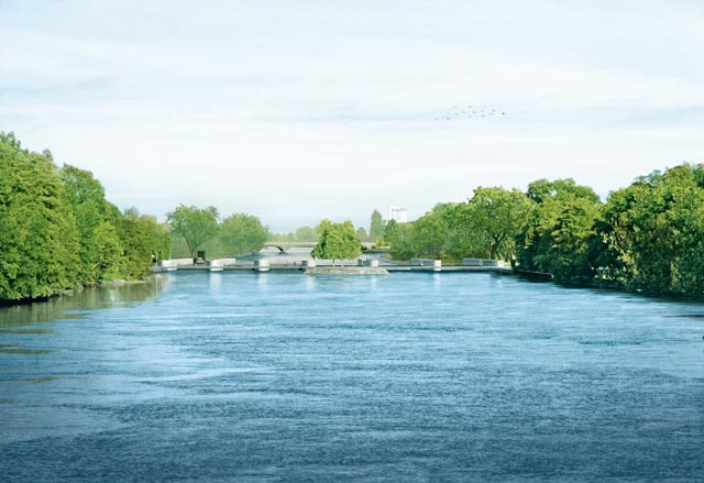 Visualisierung des neuen Wasserkraftswerks in Aarau. Foto: eniwa 