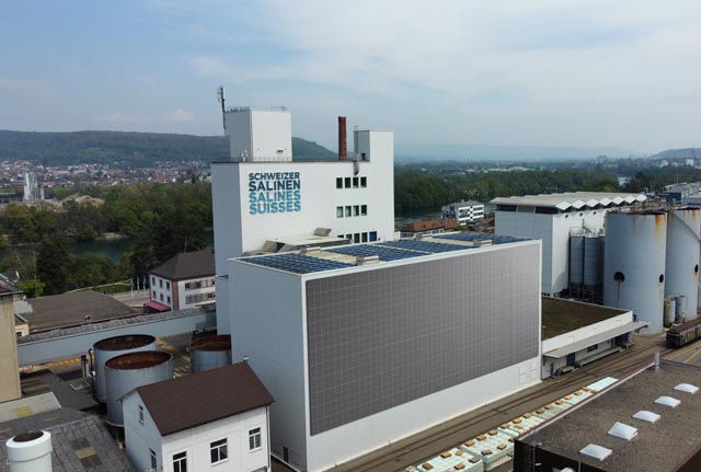 Illustration der geplanten Photovoltaikanlage am Standort Schweizerhalle in Pratteln. Foto: Schweizer Salinen AG