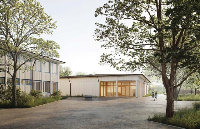 chulanlage Lärchen: Visualisierung der Einfachsporthalle. Foto: zVg