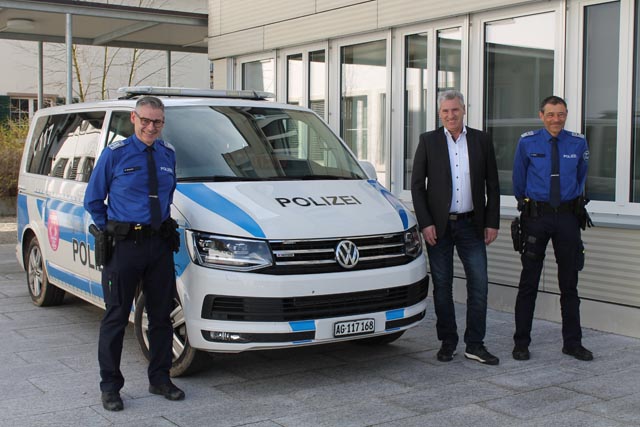 Die Arbeit geht nicht aus: Polizeichef Werner Bertschi, Gemeindeammann und Präsident Führungsausschuss Daniel Suter sowie Polizeichef-Stellvertreter Daniel Meier (von links) anlässlich der Präsentation des Jahresberichts 2023. Foto: Sonja Fasler