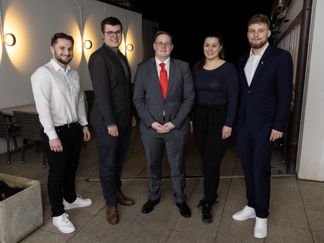 Neue Parteileitung JSVP BL (von links): Tiziano Neri, Alessandro Wehrli, Sascha Müller, Sarah Regez und Lionel Müller. Foto: zVg