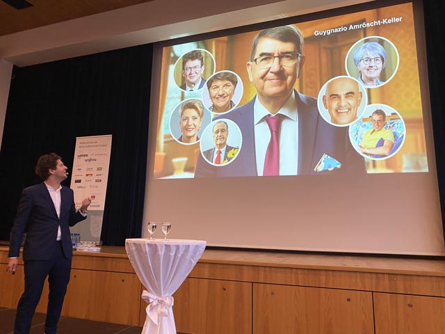 Patrick «Karpi» Karpiczenko experimentiert liebend gern mit KI. Hier der aus sieben Bundesräten zusammengewürfelte Durchschnittsbundesrat. Foto: Sonja Fasler