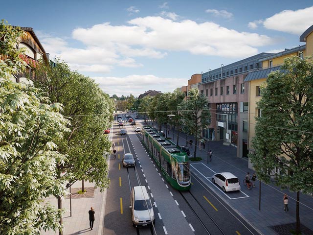 Visualisierung der neuen Ortsdurchfahrt Birsfelden (Tiefbauamt BL)