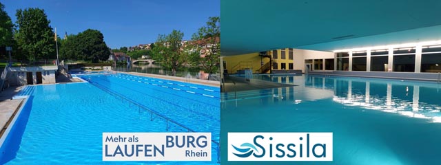 Das Freibad in Laufenburg und das Hallenbad in Sisseln: Herzstück der Zusammenarbeit ist ein Kombi-Jahresabnonnement. Fotos: zVg