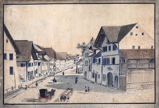 Der Oberflecken auf einem Aquarell von Heinrich Hauser, signiert und datiert 1800. Foto: © Museum Höfli, Bad Zurzach