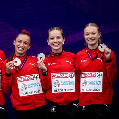Das erfolgreiche Schweizer 4x100m-Silberteam, mit Fabienne Hoenke ganz rechts. Foto: athletix.ch