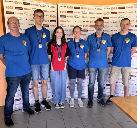 Teilnehmer der Aargauer Meisterschaft: Beat Heiniger, Luca Wettstein, Riwana Plattner, Ria Boss, Walter Frey, Jannick Hohler (von links). Foto: zVg