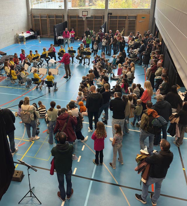 Gemeinsam musizieren macht Spass: Die Greenhornband begeisterte beim Anlass «Erlebnis Musik im Tal» in der Turnhalle.