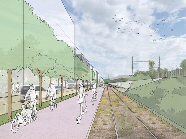 Visualisierung der Velovorzugsroute. Foto: Atelier 231