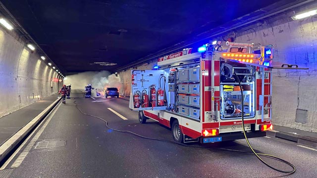 Fahrzeugbrand im Belchen-Tunnel am 11. August 2025. Foto: zVg