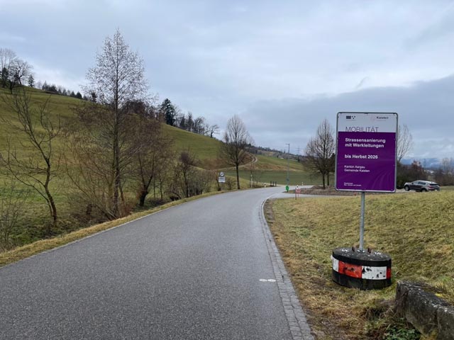 Am Montag starten die Bauarbeiten an der Kantonsstrasse zwischen Kaisten und Ittenthal. Die Bauarbeiten dauern bis zum Herbst. Foto: zVg