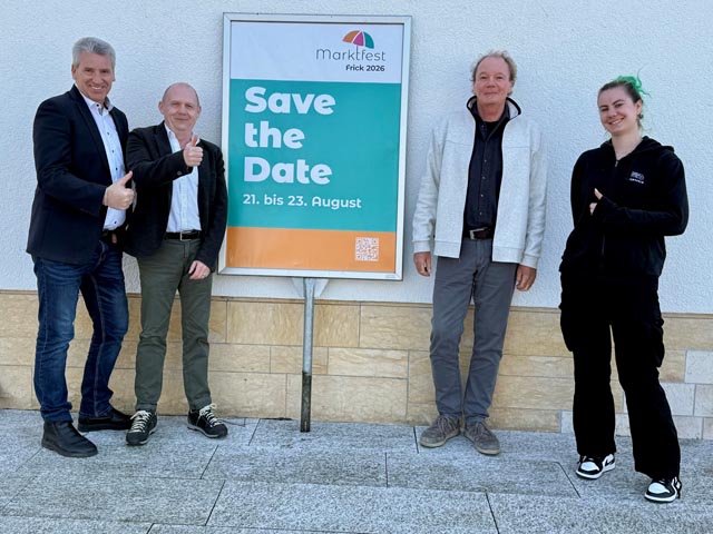 Freuen sich auf ein schönes Marktfest (von links): Daniel Suter, Fredy Gasser, Skylar Böller und Daniel Binkert. Foto: Susanne Hörth