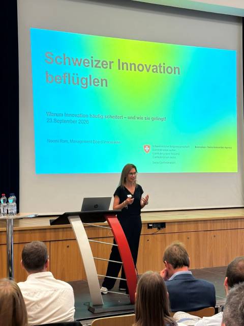 Noemi Rom, Innosuisse bei ihrem Inputreferat als Key Note Speakerin. Foto: zVg