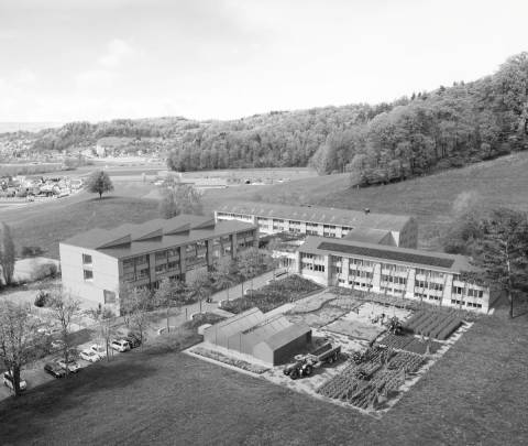 Visualisierung Campus Landwirtschaftliches Zentrum Liebegg aus der Vogelperspektive. Bild: © OVI Images GmbH, Baden