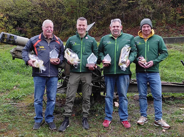 Von links: Franz Steinacher, 2. Rang; Mathias Senn, 1. Rang; Roman Mäder, 3. Rang; Matthias Erdin, 4. Rang. Foto: zVg